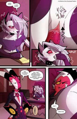 2025 adopted_(lore) adopted_daughter_(lore) adoptive_father_(lore) anthro anthro_penetrated ass black_nose blitzo_(helluva_boss) blush bodily_fluids bottomless bottomless_anthro bottomless_female breasts canid canid_demon canine claws clothed clothed_anthro clothed_female clothed_humanoid clothed_male clothing collar comic crop_top demon dialogue digital_media_(artwork) english_text female female_anthro female_penetrated fur genital_fluids grey_body grey_fur grey_hair group hair hellhound helluva_boss hi_res hiding horn humanoid humanoid_on_anthro humanoid_penetrating humanoid_penetrating_anthro imp long_hair loona_(helluva_boss) male male/female male_humanoid male_penetrating male_penetrating_female mammal moxxie_(helluva_boss) multicolored_body multicolored_fur mythological_canine mythological_creature mythology navel partially_clothed penetration penile penile_penetration penis penis_in_pussy pussy red_body red_sclera red_skin sex shaking shirt spiked_collar spikes stealth_sex swain_(artist) sweat tail teeth text topwear tremble_spikes trembling trio two-tone_body two-tone_fur unprofessional_behavior url vaginal_fluids vaginal_penetration walk-in white_body white_eyes white_fur white_hair