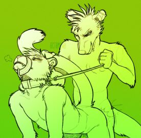 0ct0m0n0 ambiguous_penetration ambiguous_species anthro anthro_on_anthro anthro_penetrated anthro_penetrating anthro_penetrating_anthro bodily_fluids breath breed closed_eyes collar cuntboy cuntboy/male cuntboy_penetrated duo ear_piercing from_behind_position fur genital_fluids glare hair hi_res intersex intersex/male intersex_penetrated leash leash_pull leashed_collar male male_penetrating male_penetrating_cuntboy male_penetrating_intersex mammal monochrome muzzle_(object) muzzled narrowed_eyes nipples nude obscured_penetration orgasm orgasm_face penetration penile penile_penetration penis piercing raised_tail sex short_hair smile tail tail_grab