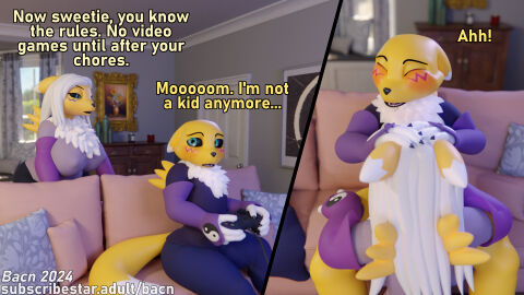 1boy 1girls 2024 3d age_difference anthro anthro_on_anthro bacn bandai_namco big_breasts blush bottomwear breasts canid canine claws clothed clothing comic controller detailed_background dialogue digimon digimon_(species) digital_media_(artwork) duo english_text female female_anthro female_digimon femboy femboy_on_female fingers fox fully_clothed furniture game_controller hair hi_res holding_object huge_breasts incest_(lore) inside male male/female male_anthro male_digimon male_renamon mammal mother_(lore) mother_and_child_(lore) mother_and_son mother_and_son_(lore) older_female open_mouth oral parent_(lore) parent_and_child_(lore) parent_and_son_(lore) renamon renamon_(bacn) sex sofa sofa_sex son_(lore) standing tail text topwear white_body white_hair yellow_body younger_male