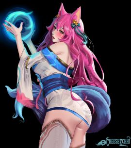 ahri alternate_costume alternate_hair_color alternate_hairstyle animal_ear_fluff animal_ears animal_girl bangs bell big_breasts blue_eyes breasts busty cheeseechhi choker cleavage clothing curvaceous curves curvy curvy_body curvy_female curvy_figure curvy_hips eyelashes eyeliner eyeshadow facial_markings female fluffy fluffy_ears fluffy_tail fluffy_tails fox fox_ears fox_girl fox_tail furry_tail hair_ornament hair_ribbon hips humanoid inner_ear_fluff japanese_clothes kemonomimi kimono kitsune league_of_legends light-skinned_female light_skin long_hair multi_tail nine_tailed_fox pale-skinned_female pale_skin pink_hair riot_games robe spirit_blossom_ahri spirit_blossom_series tail thighs vastaya video_games