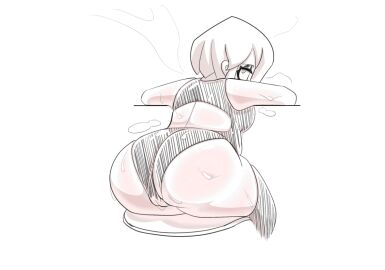 1girls animated ass ass_expansion big_ass chubby chubby_female dipsheet female huge_ass sitting spandex sweat sweaty_body weight_gain white_background