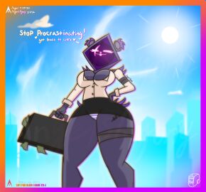 2d 2d_(artwork) agonywelds angelsagony ass blurry_background breasts business_suit business_woman cityscape cleavage female femdom fortnite fortnite:_battle_royale furry glowing glowing_eyes lens_flare looking_at_viewer looking_down meme panties pussy raven_team_leader raven_team_leader_(fortnite) skirt striped_panties taller_female text thick_ass thick_thighs thighs upskirt wide_hips