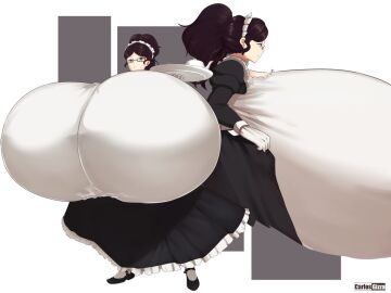 1girls booba_maid_(carlosgizza) breasts carlosgizza female glasses huge_breasts hyper_breasts maid maid_headdress maid_uniform massive_breasts multiple_views