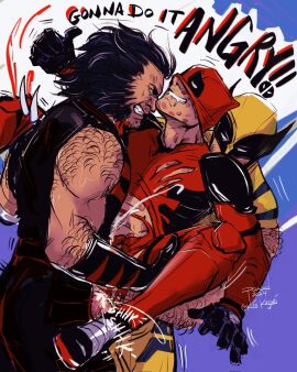 anal anal_sex balls bara body_hair boner cum deadpool deadpool_&_wolverine_(2024) double_penetration erection gay james_howlett male male_only marvel marvel_comics muscles muscular orgasm penis ponderosa ripped_clothing sex sideburns wade_wilson wolverine_(x-men) x-men yaoi