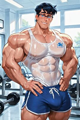 ai_generated athletic athletic_male bara big_ass big_butt bubble_ass bubble_butt clark_kent clark_kent_(my_adventures_with_superman) dc erect_nipples gay glasses glistening glistening_body gym gym_clothes gym_uniform male_only muscular muscular_arms muscular_ass muscular_back muscular_legs muscular_male muscular_thighs my_adventures_with_superman plump_ass plump_butt shiny_body shiny_skin superman sweat sweaty sweaty_ass sweaty_body sweaty_butt thick_ass thick_butt thick_thighs zodoai