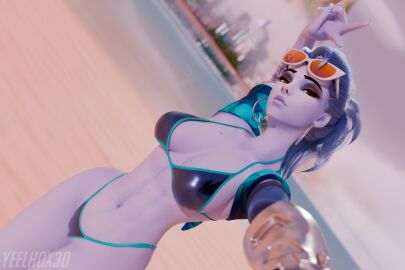 1girls 2025 3d amelie_lacroix big_breasts bikini bikini_bottom bikini_top bra breasts covered_breasts cute detailed_background female female_only front_view looking_at_viewer outdoors overwatch overwatch_2 panties phone selfie solo standing swimsuit swimwear thong underwear viewed_from_below viewed_from_front widowmaker yeelhox3d