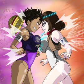 .rodik_sama 2d 2d_(artwork) 2girls angry_face beelceteam big_breasts breasts breasts_squeezed_together breasts_to_breasts catfight clenched_teeth crown dark-skinned_female dark_skin darkrai_minita darkraimola darkraiteam female fighting glasses hat hi_res high_resolution light-skinned_female light_skin parody rodik_sama rule_63 serious serious_face short_hair swimsuit swimwear twitch wide_hips youtube youtube_hispanic