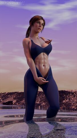 3d 3d_render abs beer blender blender3d blender_cycles female lara_croft sea shy sosiskaba6y sportswear tomb_raider