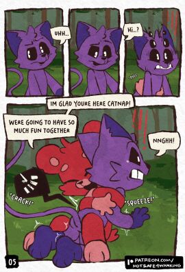 anthro anthro_on_anthro bobby_bearhug catnap catnap_(poppy_playtime) comic critters_(poppy_playtime) no_humans notsafeforwanking poppy_playtime poppy_playtime_(chapter_3) smiling_critters
