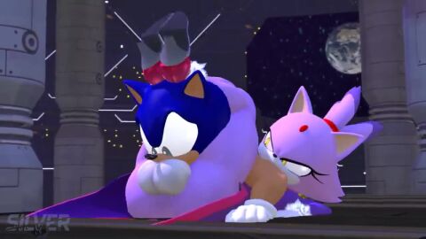anthro anthro_on_anthro anthro_penetrated anthro_penetrating anthro_penetrating_anthro balls blaze_the_cat deepthroat futa_on_male futanari leg_lock_fellatio sega silvertilver sonic_(series) sonic_the_hedgehog sound tagme video