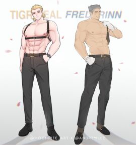 andrewllz_(sleepyandrewllz) fredrinn_(mobile_legends) gay gay_male harness male male_only mobile_legends mobile_legends:_bang_bang moonpeachhh solo_male tigreal_(mobile_legends) yaoi