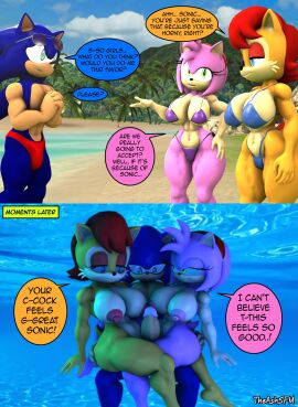1boy 2girls 3d amy_rose archie_comics ash555 beach bikini breasts female glasses large_breasts male naked_female sally_acorn sega sonic_(series) sonic_the_hedgehog sonic_the_hedgehog_(archie) sonic_the_hedgehog_(comics) sonic_the_hedgehog_(series) swimsuit theashsfm threesome underwater voluptuous_female voluptuous_male water