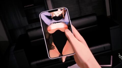 1boy animal_ears ass bangs bent_over blonde_hair blush breasts breasts_outside cat_ears cellphone_picture dark_skinned_male doggy_style female hair_ornament hanging_breasts heart-shaped_pupils large_breasts long_hair nipples open_mouth penis penis_on_face phone red_eyes sex sex_from_behind short_hair solo_focus squchan_(vtuber) straight sweat tagme torn_clothes video vyugen