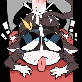 anal anal_sex animal_genitalia anthro anthro_only ass black_body blue_eyes blush bodily_fluids cum cum_in_ass cum_inside cum_on_face domestic_cat duo exclamation_point faceless_character faceless_male felid feline felis gay genital_fluids genitals keeb male male/male mammal morgana_(persona) one_sided_climax penetration penis persona persona_5 sex solo_focus tail tongue tongue_out tuxedo_cat