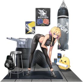 >_< adidas ass azur_lane bare_shoulders bent_over bird black_background black_footwear black_pants black_shirt black_sports_bra blonde_hair blue_eyes blush bottle breasts can cannon cg chick crop_top drum_(container) female full_body gradient_hair hair_between_eyes hair_ornament hairclip helmet large_breasts leaning_forward leggings long_hair looking_at_viewer manjuu_(azur_lane) marblehead_(azur_lane) marblehead_(boxing_girl!)_(azur_lane) midriff monster_energy multicolored_hair official_alternate_costume official_art pants pink_hair purple_hair shirt shoes short_hair_with_long_locks sidelocks sleeveless sleeveless_shirt smile sneakers solo sports_bra standing stool streaked_hair thighs tight_pants tire track_pants transparent_background turret two-tone_hair yoga_pants