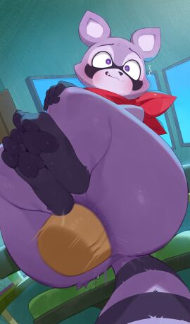 2boys 2d 2d_(artwork) ambiguous_gender anthro anthro_only anus anus_focus artist_name ass ass_focus asshole bandana big_ass big_butt english english_text femboy girly indigo_eyes indigo_fur indigo_park indoors male male/ambiguous male/male nervous_expression nervous_smile paws purple_eyes purple_fur rabbitadvisory raccoon rambley_raccoon solo solo_anthro solo_femboy solo_male tail yaoi