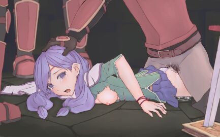 1girls 3boys armor ass assisted_exposure blush book bracelet breasts breasts_out cape color creampie crying crying_with_eyes_open cum cum_in_pussy cum_inside cum_puddle defeated drooling exposed_breasts female female_focus femsub fire_emblem fire_emblem:_path_of_radiance fire_emblem:_radiant_dawn floor forced_exposure gloves green_shirt hand_on_another's_head hand_on_head head_grab headband held_down helpless high_resolution highres ilyana_(fire_emblem) kilikasumi laying_down light-skinned_female light_skin long_hair looking_back lying mage magic_book male maledom multiple_boys multiple_males nipples no_bra overpowered panties panties_aside partially_clothed pinned pinned_down powerless prone_bone purple_eyes purple_hair purple_skirt pushing_head_down pussy raped_by_enemy ripped_clothing saliva sepia_(kilikasumi) sex shirt simple_background sitting_on_person skirt skirt_lift small_breasts soldier sword taken_from_behind tears tied_hair torn_clothes underwear vaginal_penetration white_panties worried worried_expression