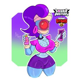 ass bapzey_bot bapzey_bot_(artist) big_ass big_breasts big_butt big_thighs botsitobapbap brawl_stars breasts emz_(brawl_stars) fat_ass fat_bitch female female_only metallic_body purple_hair red_eyes robot robot_girl robot_humanoid robotic sfw sfw_version_available solo solo_female squad_busters