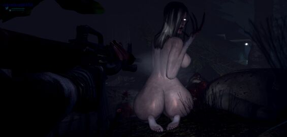 1boy 1girls 3d ass barefoot breasts claws coach_(left_4_dead) common_infected_(l4d) dark-skinned_male dark_skin death feet female female_focus garry's_mod glowing_eyes guro left_4_dead_(series) left_4_dead_2 light-skinned_female light_skin long_nails male male_death medium_breasts naked naked_female self_upload solo_focus thick_ass thick_thighs valve voicelesswata white-skinned_female white_skinned_female wide_hips witch_(left_4_dead) zombie zombie_girl