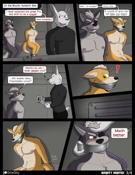 absurd_res anthro balls bondage bound canid canine canis captured circumcised comic comic_panel dialogue duct_tape eye_patch eyewear foreskin fox fox_mccloud fur gag gagged genitals getting_gagged green_eyes grey_body grey_fur hair hi_res kidnapping male mammal muffled nintendo nipples nude nude_anthro nude_male ollieotty orange_body orange_fur penile penis red_eyes speech_bubble star_fox struggling tail tape tape_gag taped_mouth text wolf wolf_o'donnell