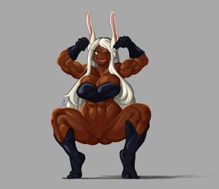 boku_no_hero_academia bowlegged dark-skinned_female dark_skin female flexing flexing_arms miruko mister_blueee my_hero_academia tagme tongue tongue_out wink