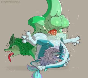 absurd_res balls big_balls big_penis blue_body blue_fur blush bodily_fluids bouncing_balls brother_(lore) brother_and_sister_(lore) cum cum_in_vagina cum_inside curling_toes disney dragon dripping drooling eastern_dragon excessive_vaginal_fluids eye_roll feet feral feral_on_feral feral_penetrated feral_penetrating from_behind_position fur genital_fluids genitals green_body green_fur hi_res holding_own_tail horn huge_balls huge_cock incest_(lore) looking_pleasured mane motion_lines mythological_creature mythological_scalie mythology open_mouth penetration pengu_(ratld) penis perching_position raya_and_the_last_dragon saliva saliva_drip saliva_on_face saliva_string savourysausages scalie sex sibling_(lore) sister_(lore) sisu_(ratld) snarling stomach_bulge tongue tongue_out tremble_spikes vaginal_fluids vaginal_penetration