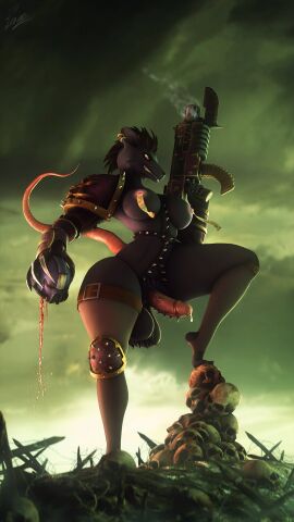 3d adeptus_astartes anthro areola balls big_balls big_breasts big_penis bodily_fluids bolter bone breasts death dripping ear_piercing ear_ring erection futanari genital_fluids genitals gun hi_res holding_gun holding_object holding_ranged_weapon holding_weapon imperium_of_man intersex knee_pads lamoz571 mammal nipple_piercing nipples penis piercing precum precum_drip ranged_weapon ring_piercing rodent skaven skull solo space_marine tail warhammer_(franchise) warhammer_40k warhammer_fantasy weapon