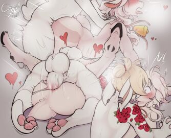 2boys ahe_gao anal anal_sex anthro anthro_only ass balls bell bell_collar blonde_hair bovid caprine collar doggy_style duo feet femboy femboy_on_femboy from_behind_position from_front_position fur gay genitals girly hair hair_bun hand_holding hi_res hooves julian_(tserossa) kissing legs_up male male/male male_penetrated male_penetrating male_penetrating_male mammal mating_press neoxyden pawpads penetration penile penile_penetration penis penis_in_ass sex sheep side_view tattoo testicles tongue tongue_out white_body white_fur x-ray_view yaoi