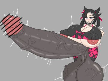 1futa areolae balls big_balls big_breasts big_cock big_penis black_hair bottomless breasts censored censored_penis clothed clothing cum dickgirl emotionless erect_penis erection futa_only futanari huge_cock human hyper hyper_balls hyper_penis hyper_testicles intersex large_breasts large_penis light-skinned_futa light_skin long_hair marnie_(pokemon) nintendo nipples pale-skinned_futa pale_skin partially_clothed penis penis_bigger_than_body pokemon pokemon_ss rekuro_(@noto858) solo standing testicles