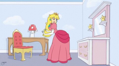 1girls animated ass blonde_hair butt_slap clothing crown fat_ass female mario_(series) melody_time nintendo princess princess_peach royalty slue-foot_sue solo spanking_own_ass traced
