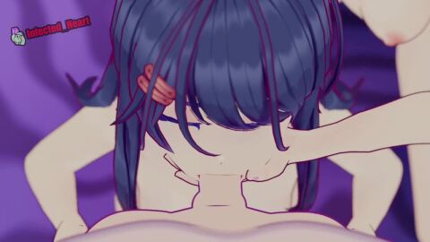 3d 720p animated blowjob infected_heart longer_than_10_seconds longer_than_30_seconds longer_than_one_minute miside mita_(miside) moaning pov sound tagme threesome video voice_acted watermark