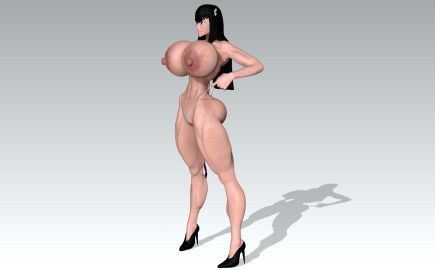 3d 3d_model ass black_hair blue_eyes breasts condom condom_wrapper fake_breasts female g-string huge_ass huge_breasts kill_la_kill kiryuuin_satsuki mostly_nude muscular muscular_female pale_skin panties panties_only panty_pull thong topless xmrsmoothx xxl_condom