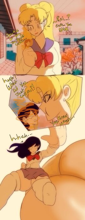 2girls ass big_ass big_butt bishoujo_senshi_sailor_moon blonde_hair clothing double_bun english_text fart fart_cloud fart_fetish female giantess legwear melissaalli multiple_females multiple_girls rei_hino sailor_mars sailor_moon sailor_uniform skirt stockings text thick_thighs thighhighs tiny usagi_tsukino white_legwear white_thighhighs