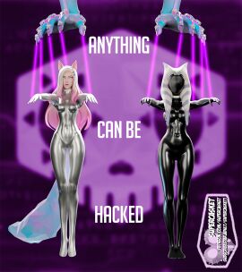 2girls 3d ahri ahsoka_tano ass black_skin bodysuit breasts clone_wars clothing drone duplicated_character expressionless faceless_female female female_focus female_only k/da_ahri latex latex_clothing latex_suit league_of_legends overwatch overwatch_2 riot_games silver_skin sombra standing star_wars supercasket the_clone_wars:_season_one thighs