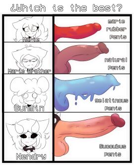 1boy 1girls 2futas :3 balls big_penis chart comparing_penis dark-skinned_male dark_skin demon erection female futa_is_bigger futanari gunmin_(huesosdry) huesosdry huge_cock humanoid humanoid_penis intersex light-skinned_futa light_skin male marie_(huesosdry) nendry_(huesosdry) penis penis_chart penis_comparison penis_size_chart penis_size_comparison penis_size_difference self_upload size_chart size_comparison slime_girl slime_penis strap-on strapon succubus succubus_horns text york_(huesosdry)