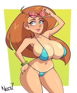 1girls big_breasts bikini bikini_bottom bikini_top breasts cleavage curvy disney disney_channel female female_only green_eyes hand_on_hip huge_breasts kim_possible kimberly_ann_possible large_breasts long_hair noctz orange_hair red_hair red_head sunglasses sunglasses_on_head thick_thighs voluptuous voluptuous_female wide_hips