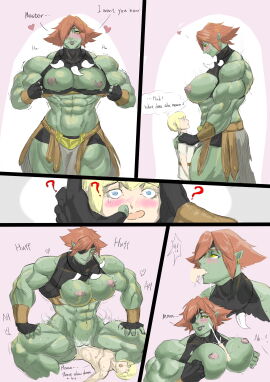 abs biceps big_breasts big_muscles bigger_female blowjob blushing body_invasion breasts commission cowgirl_position death_by_snu_snu ejaculation fantasy female loving_gaze muscles muscular muscular_female muscular_thighs orc orc_female possessed possession sex size_difference slime takeover thick_legs thunder_thighs titjob tittyfuck zohanmohan