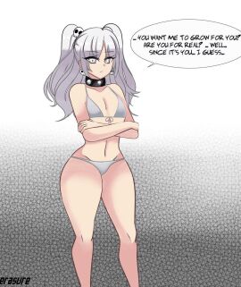 1girls 2d alphaerasure animated ass ass_expansion barely_contained barely_contained_breasts bikini bra breast_expansion breast_growth breast_growth_(enlargement) breasts character_request dialogue digital_media_(artwork) english english_dialogue english_text expansion expansion_sequence female female_focus female_only fixed_version_available getting_bigger gif goth goth_girl hair hair_ornament light-skinned_female light_skin looking_at_viewer panties reupload size_fetish slim_waist thighs tight_clothing twintails two_side_up white_bikini white_eyes white_hair