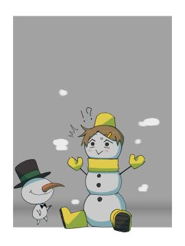 1girls female snowman tabasuko_(artist) tagme transformation yellow_(tabasuko) yellow_clothing