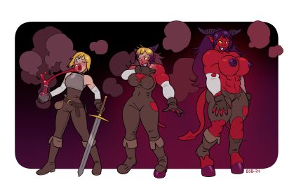 ass ass_expansion bikini bimbo bimbofication blackshirtboy breast_expansion breast_growth breast_growth_(enlargement) breasts corruption demon demon_girl demon_horns demon_tail female final_fantasy_xiv growth growth_sequence hair_color_change hair_growth huge_ass huge_breasts lip_expansion muscle_growth muscles muscular muscular_female red_skin skin_color_change succubus thigh_expansion transformation