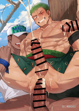 3boys abs ass balls bara big_penis blush boat breasts cap censor_bar censored censored_balls censored_penis climax cum cum_bubble cum_drip cum_in_ass cum_inside cum_on_body cum_on_breasts cum_on_face cum_on_lower_body cum_on_penis cum_on_self cum_on_upper_body cum_string cumshot duo_focus gay gondom haramaki hi_res large_chest male male/male male_only male_penetrated male_penetrating male_penetrating_male marine_(one_piece) muscles muscular muscular_arms muscular_ass muscular_legs muscular_male muscular_thighs nakadashi one_piece pecs penis raw_sex roronoa_zoro scar scar_on_chest scar_on_face semen sex simultaneous_orgasms spread_legs sweat sweatdrop sweating sweaty thick_penis thick_thighs tongue tongue_out top-down_bottom-up vein veiny_penis yaoi