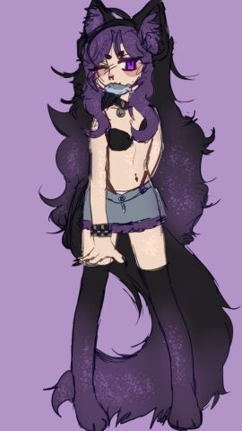 bikini bikini_top body_glitter cat_ears cat_girl cat_tail catgirl catgirlmoth clothing female furry_ears furry_tail oc purple_hair