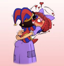 1futa 1girls boner bulge clothed clothing dress erection_under_clothes erection_under_clothing female futanari human intersex kissing mannysdirt pale_skin pomni_(the_amazing_digital_circus) ragatha_(the_amazing_digital_circus) size_difference the_amazing_digital_circus