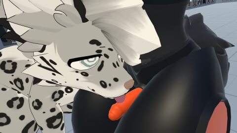 anthro black_fur circuit_(flappywolf) femboy flappy_wolf furry furry_only gay grey_fur licking licking_penis male male/male male_focus penis protogen snow_leopard vrchat vrchat_avatar vrchat_media vrchat_model