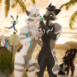 2024 2_horns 3d 5_fingers absurd_res anthro artist_name ass balls beach big_balls big_ears big_penis black_body black_eyes black_fur black_hair blender_(artwork) blue_body blue_eyes blue_fur blue_hair bovid breasts brown_body brown_fur canid canid_demon canine caprine chest_tuft demon dessert detailed_background digital_media_(artwork) domi_(domibun) female fingers flaccid food fox fur genitals goat grey_body grey_fur group hair hellhound hi_res horn ice_cream ice_cream_cone kara_(daloaf) lagomorph leg_tattoo leporid licking_ice_cream loaf3d long_ears long_hair ludwig_(daloaf) male male/male mammal maxine_(domibun) midair multicolored_body multicolored_fur multicolored_hair mythological_canine mythological_creature mythology nipples nude nude_anthro nude_beach nude_female nude_male open_mouth open_smile outside penis penis_size_difference pink_hair rabbit rae_(akikosfm) rex_(domibun) sea seaside short_hair short_tail sitting skully_(yukalala) smile snout tail tattoo tongue tongue_out tuft two-tone_hair vein veiny_penis water watermark white_body white_fur white_hair