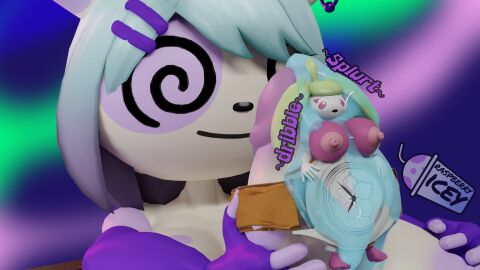 accessory anthro big_penis bodily_fluids breasts clock cock_ring cum duo ejaculation erection feet female futanari gale_(raspberry-icey) generation_3_pokemon generation_7_pokemon genital_fluids genitals hair hi_res huge_cock humanoid hyper hyper_genitalia hyper_penis intersex jewelry macro male masturbation nintendo penis penis_accessory penis_jewelry penis_tip pokemon pokemon_(species) raspberry-icey renae_(taomaiko) ring_piercing size_difference size_play spinda steenee stroking_penis watch wristwatch zoom_in