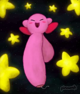 ball_with_hyper_features balls big_balls big_penis blush blush_stickers bodily_fluids closed_eyes digital_media_(artwork) floating foreskin genital_fluids genitals glans half-erect hands_behind_back happy hi_res huge_balls huge_cock humanoid_genitalia humanoid_penis hyper hyper_balls hyper_genitalia hyper_penis kirby kirby_(series) leaking_precum male male_only nintendo open_mouth open_smile penis pincoosh pink_body precum precum_string signature sky small_but_hung smile solo space spread_legs spreading star starry_sky uncircumcised waddling_head