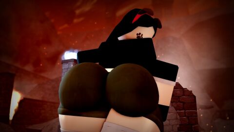 1girls 3d ass ass_focus back_view big_ass black_gloves black_hair black_shirt clothed clothed_female clothing crop_top dog_ears dog_print edj_(tdx) faceless faceless_character faceless_female female female_focus fingerless_gloves fully_clothed fully_clothed_female gloves green_shorts headband light-skinned_female light_skin long_hair looking_at_viewer looking_back official_alternate_costume pale-skinned_female pale_skin pinkishpinkas red_headband roblox roblox_game robloxian rockband_edj_(tdx) shirt short_sleeves shorts socks standing straight_hair thick_thighs thighs tower_defense_x white_socks