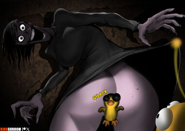 horror kingshroom lifting_dress lifting_skirt loom(r.e.p.o) loom_(r.e.p.o.) mature_female mommy nightmare_waifu no_panties r.e.p.o. scary_face semibot tall_female tall_woman ugly_face_nice_body