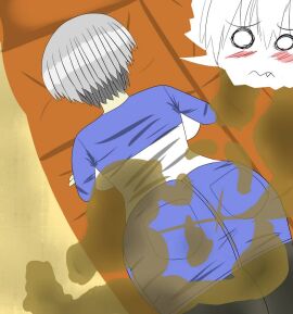 accidental_fart ass big_breasts breasts fart fart_cloud fart_fetish female jeans nobloodonly-non thick_ass top_down_view uzaki-chan_wa_asobitai! uzaki_hana